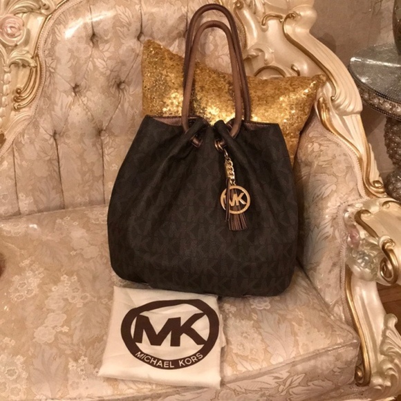 VGUC Michael Kors Ring Tote in Brown Shoulder Bag - Picture 1 of 8
